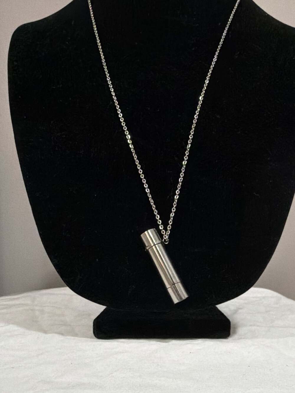 Stainless Steel Cylinder Urn Pendant Necklace with Colorful Gemstone Fillings